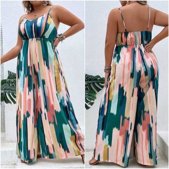 Plus Print Cami Wide Leg Jumper Jumpsuit - Picture 2 of 3